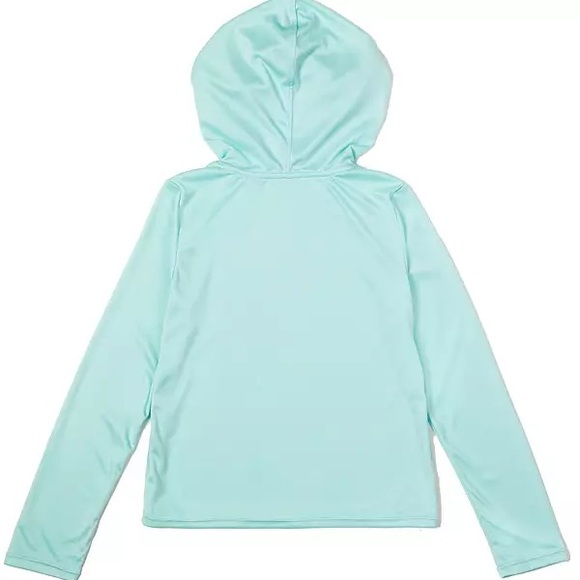 Speedo Medium Girls Swim Shirt Hooded Long Sleeve UPF +50 in Aqua Splash NWT - Picture 4 of 6